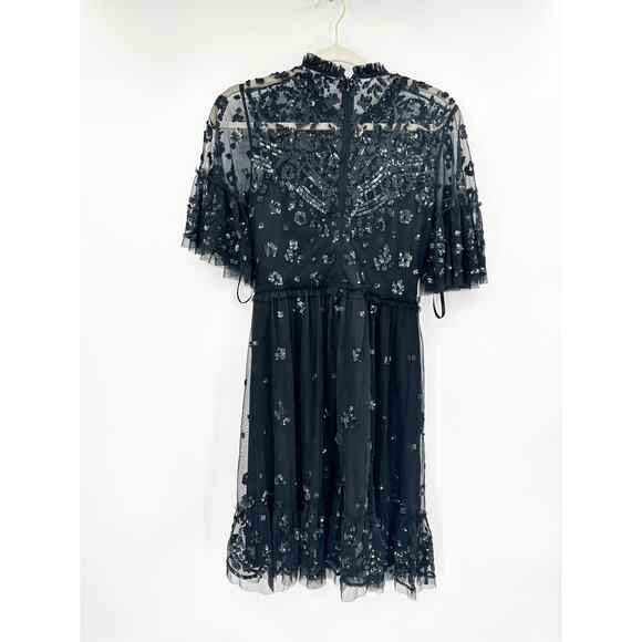 Mac Duggal 9143 Black Embellished High Neck Beaded Mini Dress 2 NWT - Picture 5 of 7